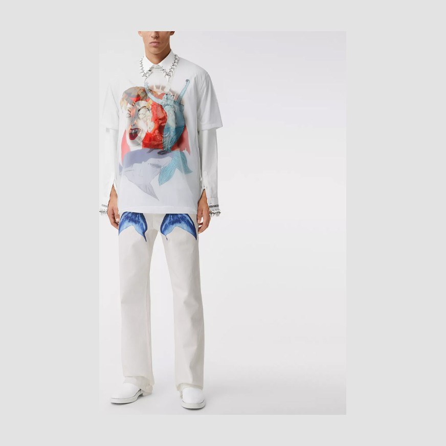 Burberry Mermaid Tail Loose Jeans White