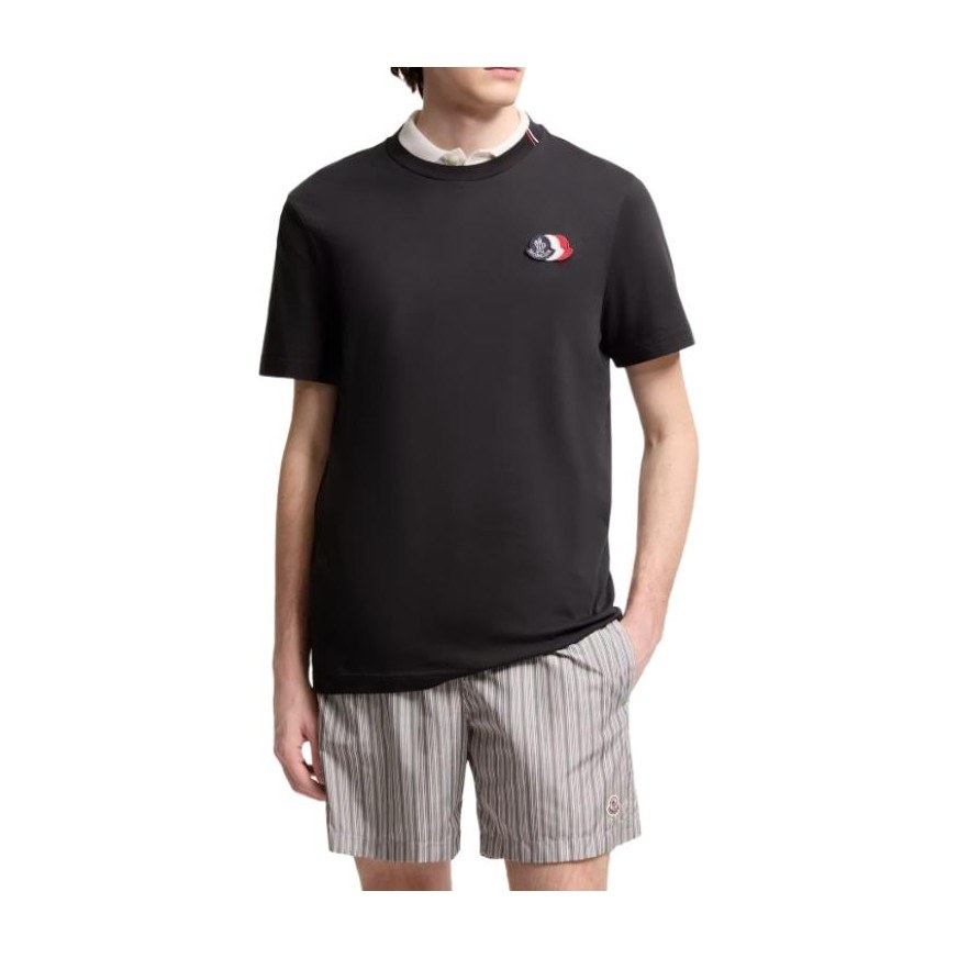 Moncler SS26 Embroidered Tricolor Cotton T-Shirt Logo T