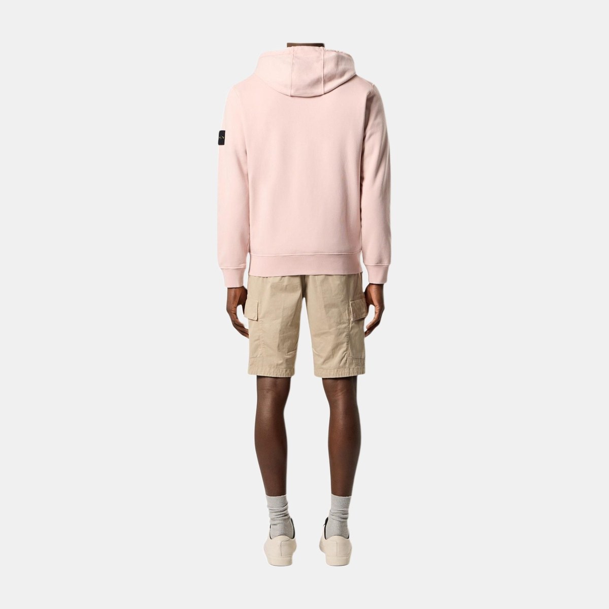 Stone Island Badge Zip Hoodie Pink