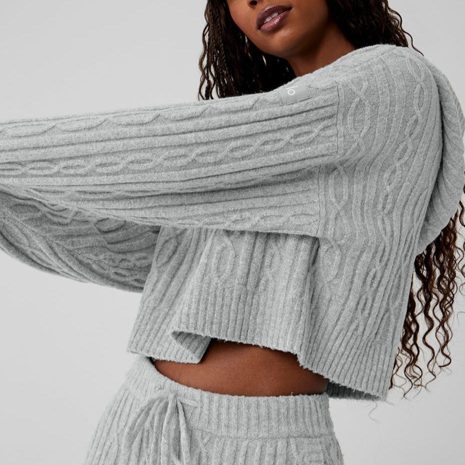 alo yoga Hoodie Knit Pullover Athletic Heather Grey