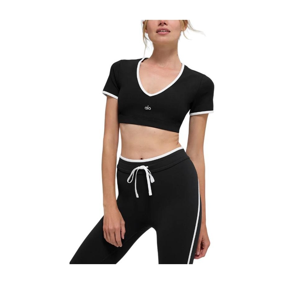 Alo Yoga Logo V-Neck Crop Tee