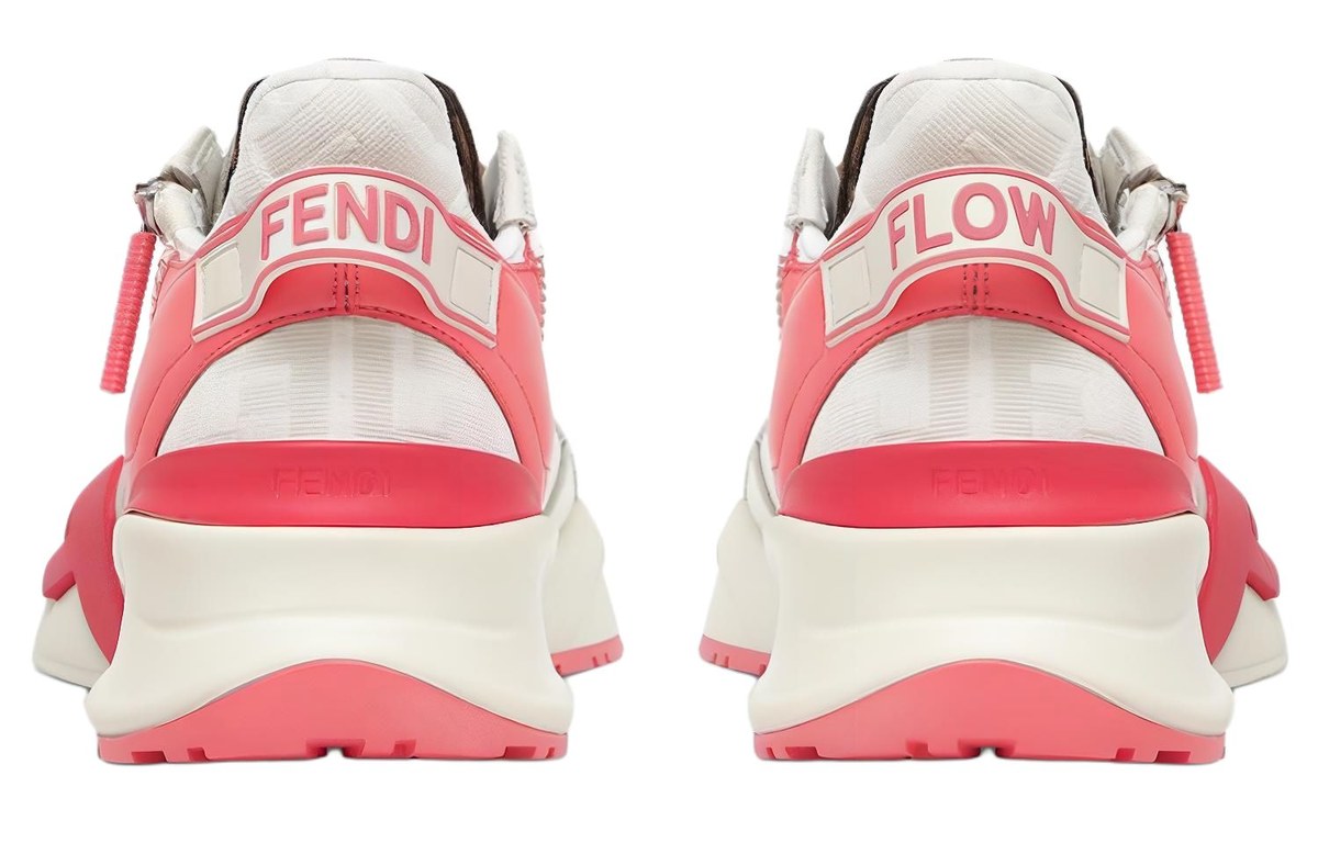 Fendi Flow Lace-Up Low Sneakers Pink White