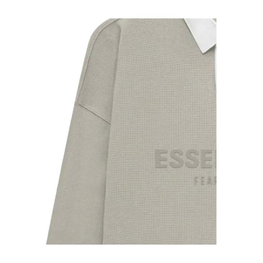 Fear of God Essentials Waffle Henley Rugby Seal Logo Polo Grey