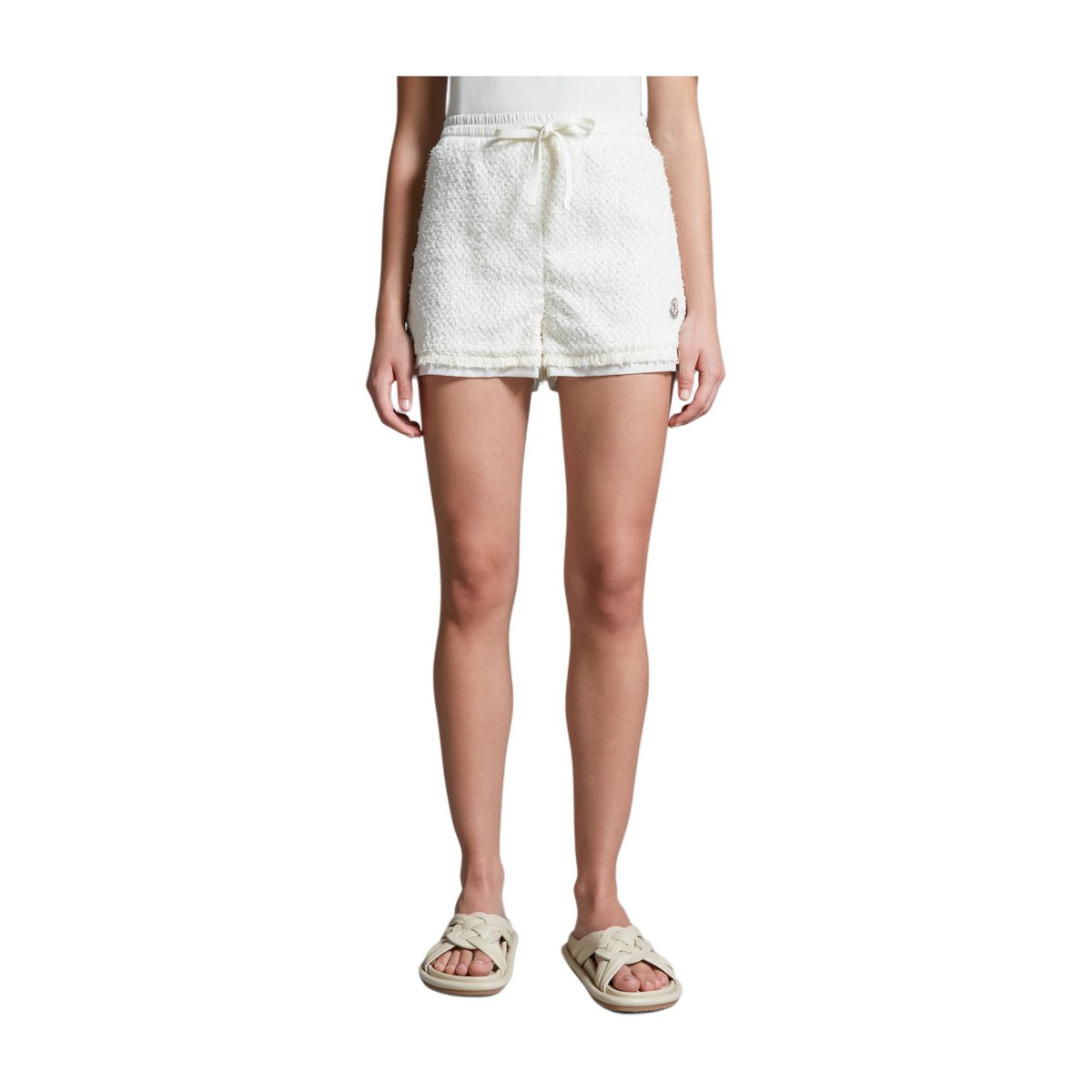 Moncler Mid-Rise Drawstring Shorts White