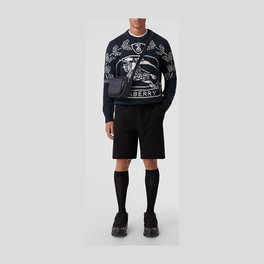 Burberry Equestrian Knight Wool Sweater Blue