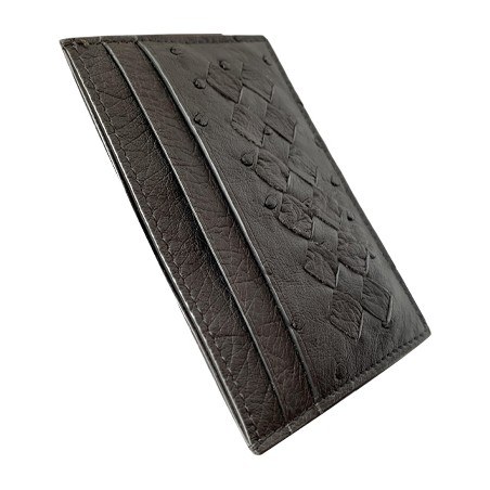 Bottega Veneta Intrecciato Ostrich Card Holder Small Black