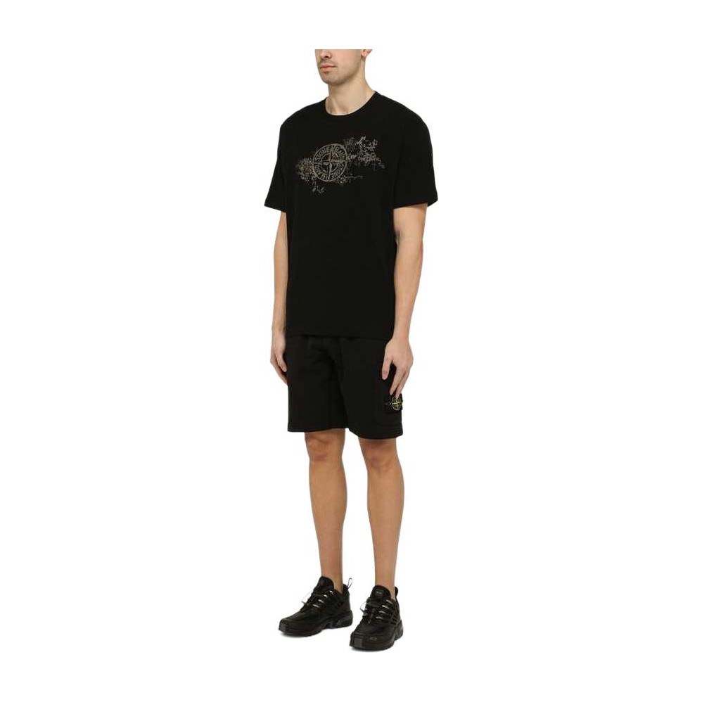 Stone Island Logo Print T-Shirt Black