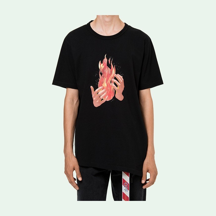 OFF-WHITE SS19 Flame Print T-Shirt Black