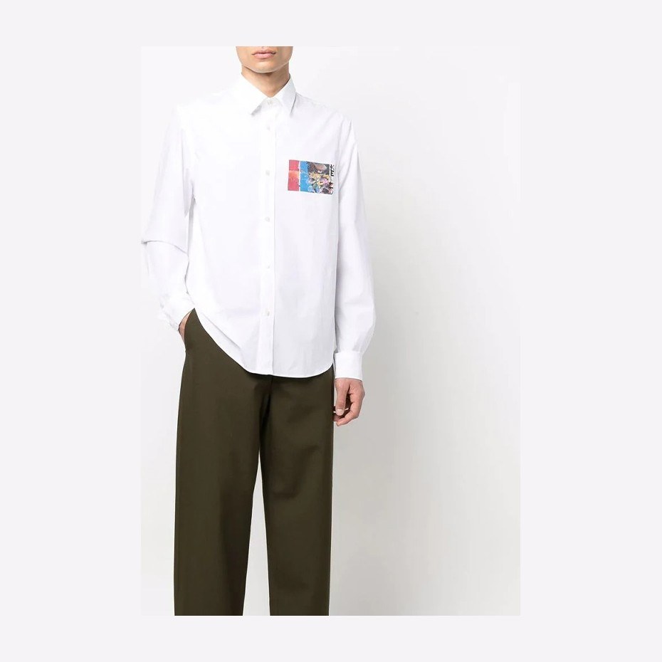 KENZO SS22 Printed Long Sleeve Shirt White