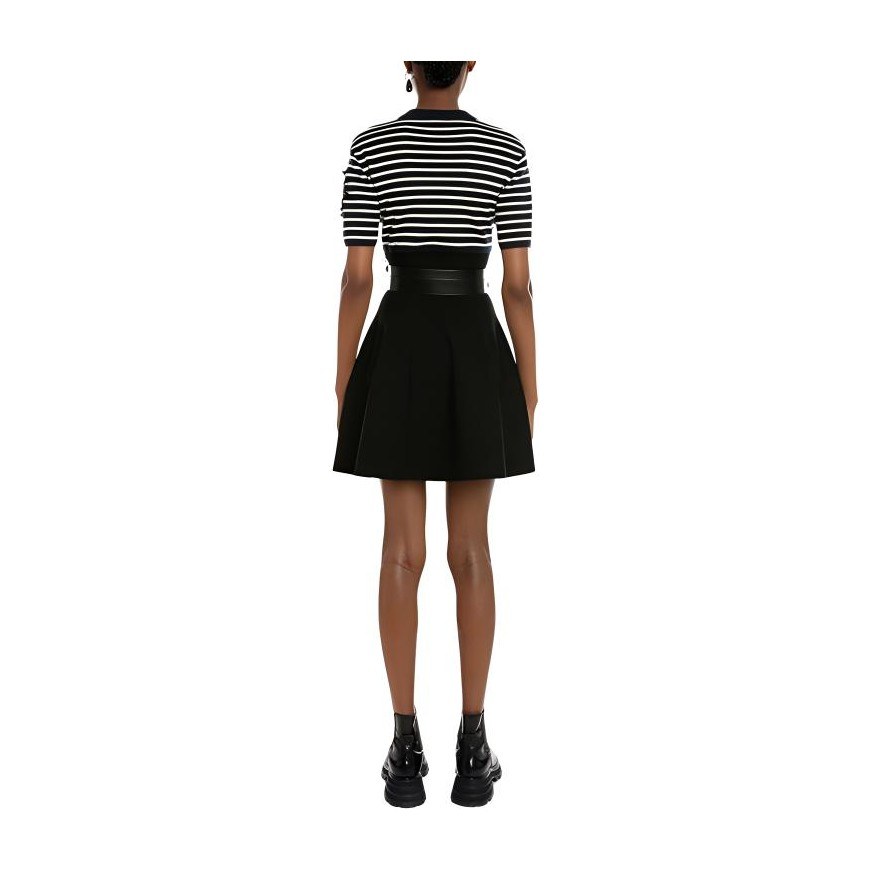 Alexander McQueen FW21 Striped Knit Mini Dress Black