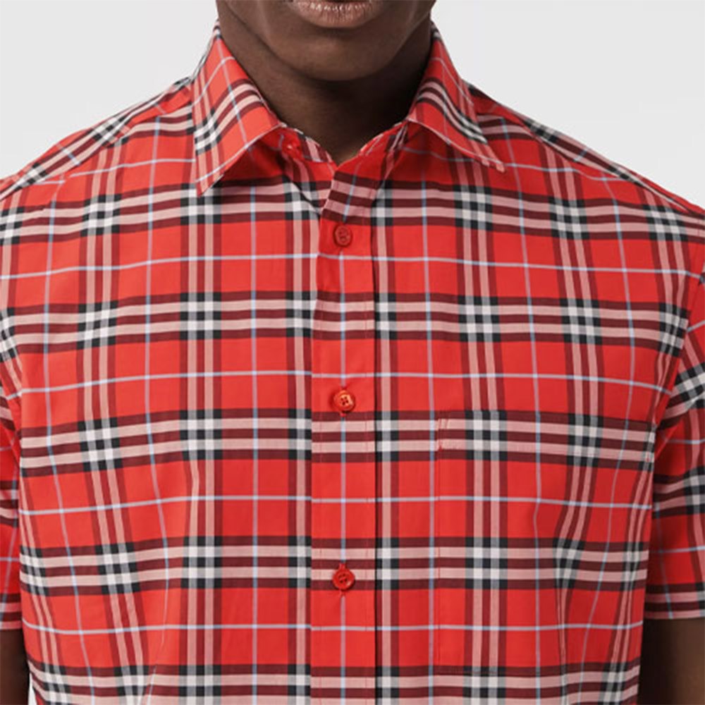 Burberry Logo Patch Check Shirt Red