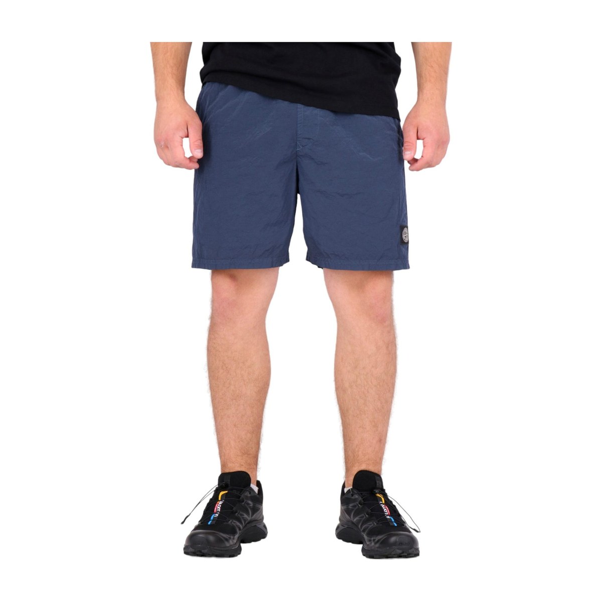 Stone Island Logo Elastic Waist Shorts Blue