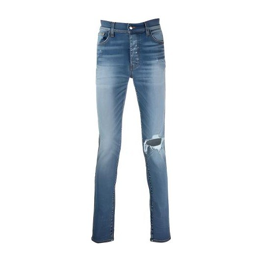 AMIRI FW21 Logo Rip Denim Pants Blue