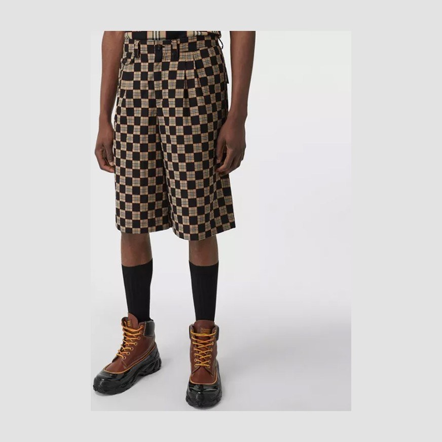 Burberry Chequer Cotton Jacquard Tailored Shorts