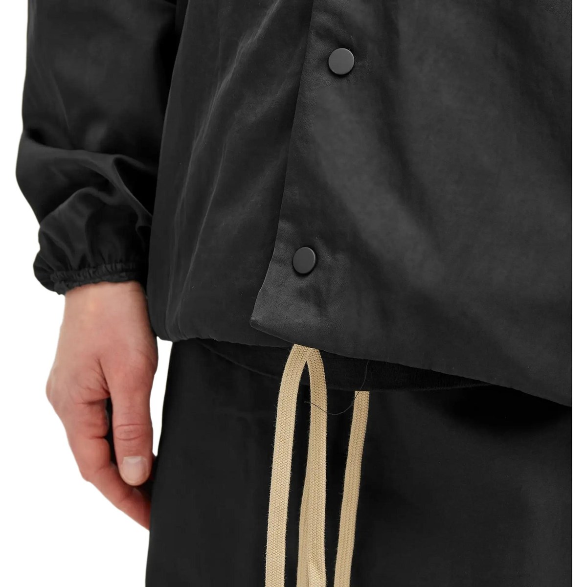 Fear of God Essentials Textured Nylon Hooded Coaches Jacket Black