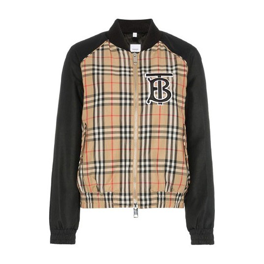Burberry Classic Logo Check Bomber Jacket Brown