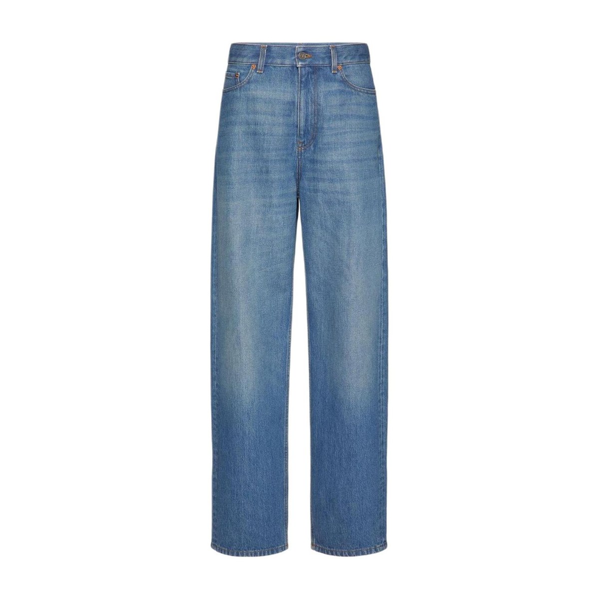 Valentino FW22 Washed Straight Jeans Blue