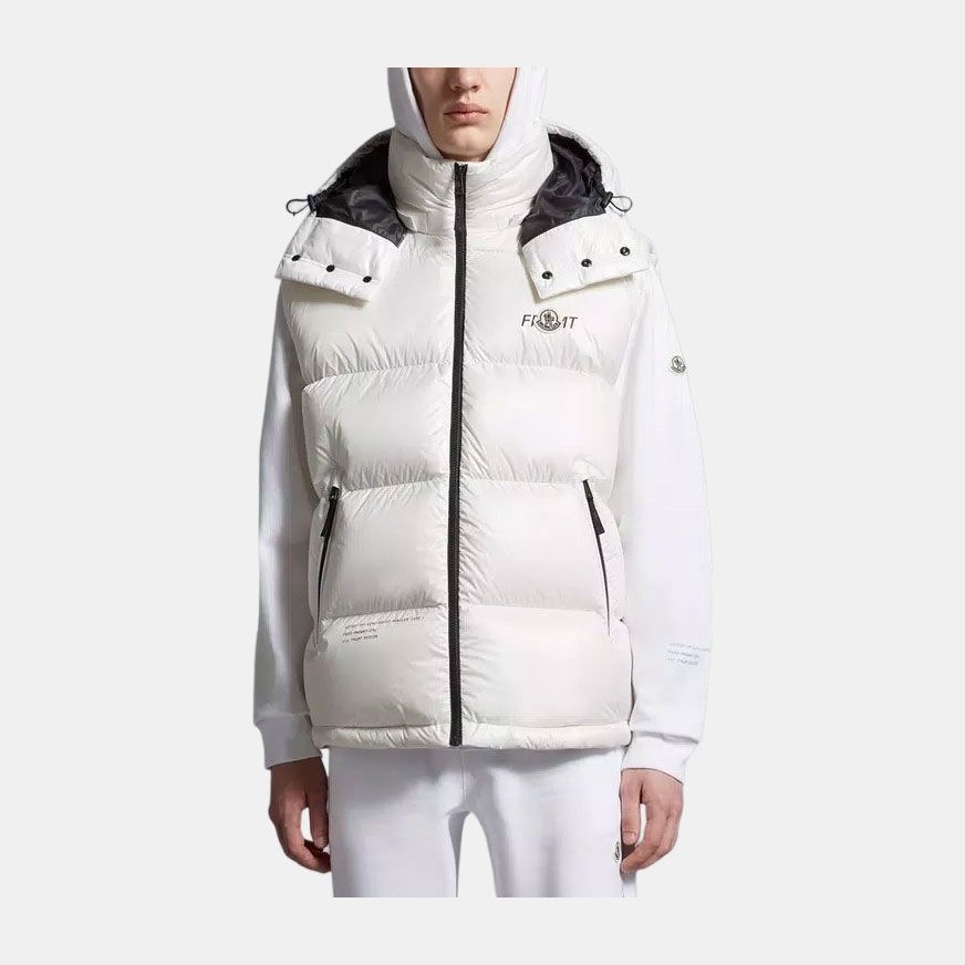 Moncler x FRGMT Logo Hooded Down Vest White