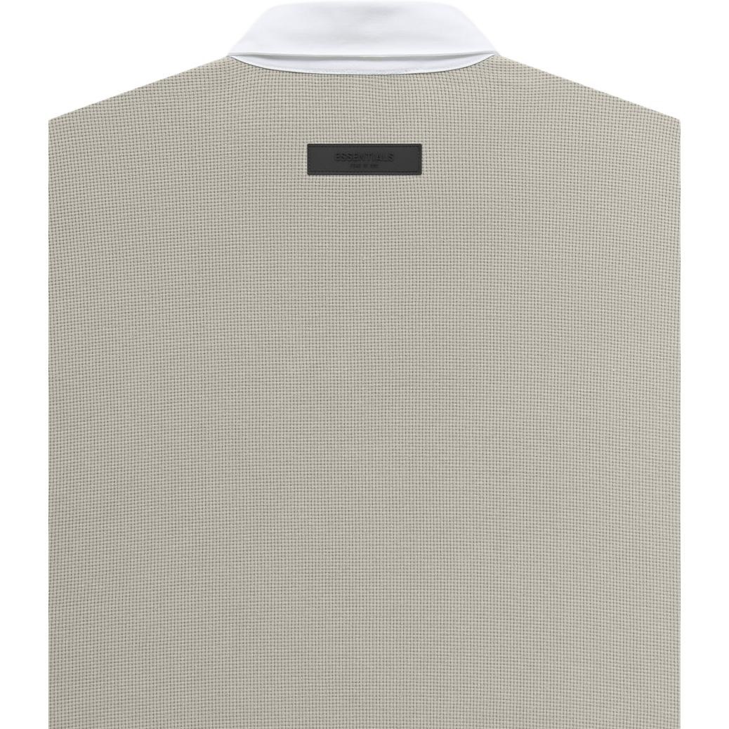 Fear of God Essentials Waffle Henley Rugby Seal Logo Polo Grey