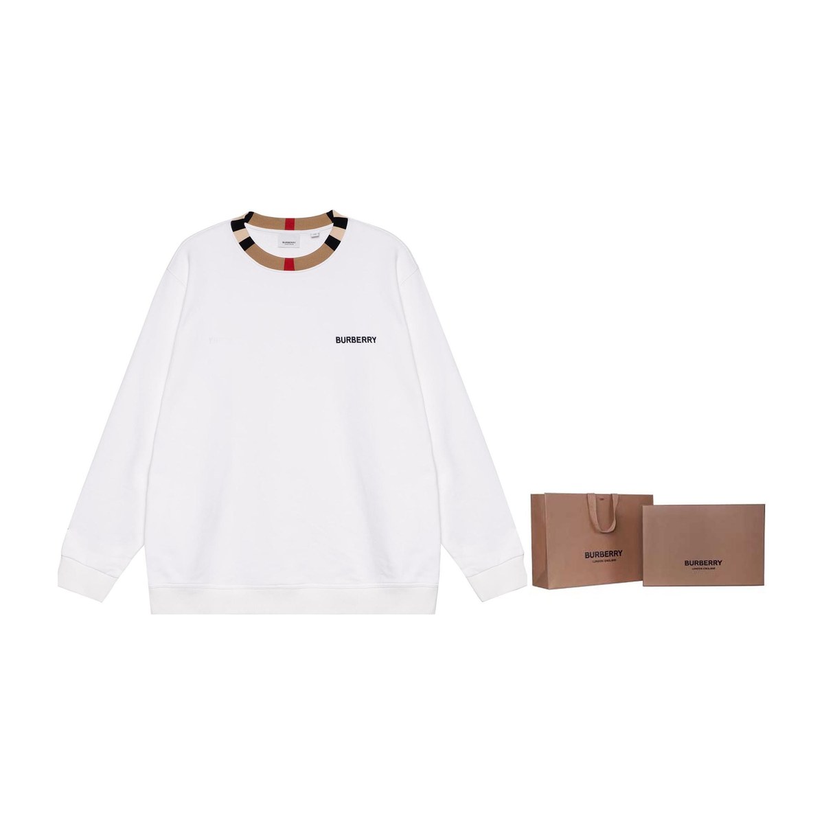 Burberry Logo Print Crewneck Sweatshirt White
