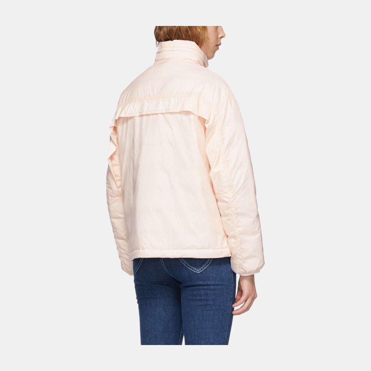 Moncler Logo Print Down Jacket Pink
