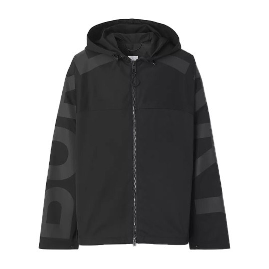 Burberry Letter Print Hoodie Jacket Black