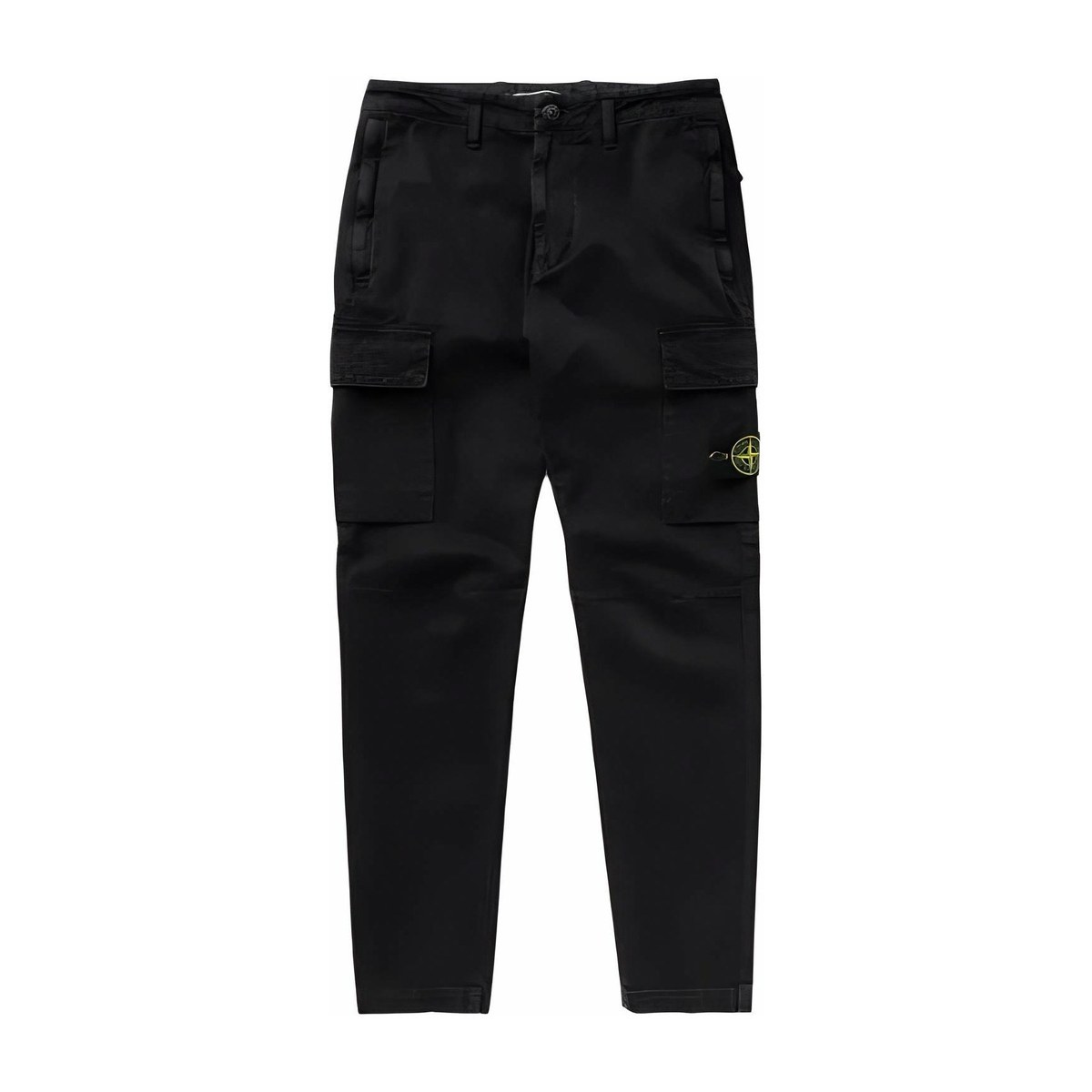 Stone Island Logo Zip Tapered Pants Black