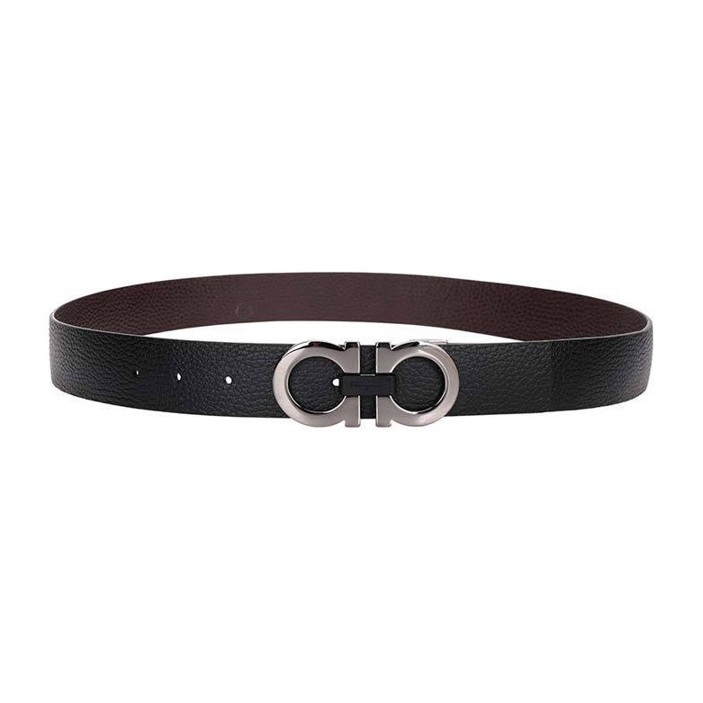 Ferragamo Reversible Smooth Buckle Belt Black Walnut 3.5cm