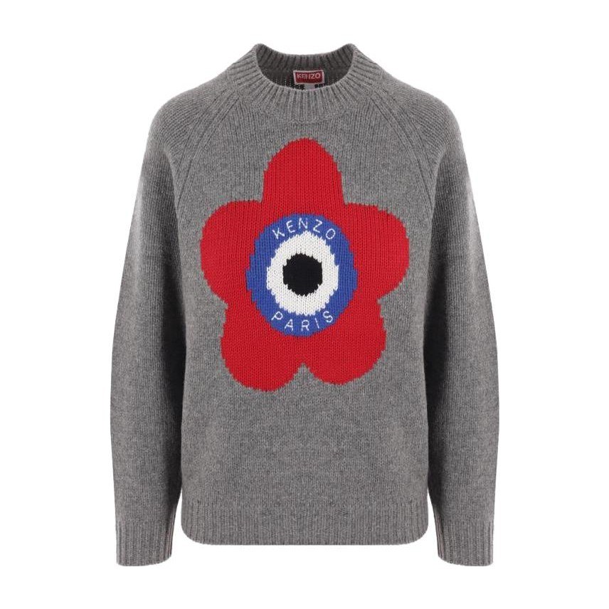 KENZO Floral Print Crewneck Sweater Grey