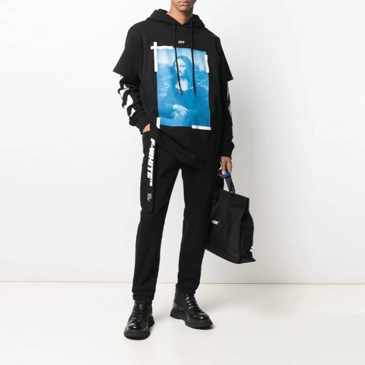 OFF-WHITE SS21 Mona Lisa Print Hoodie Black