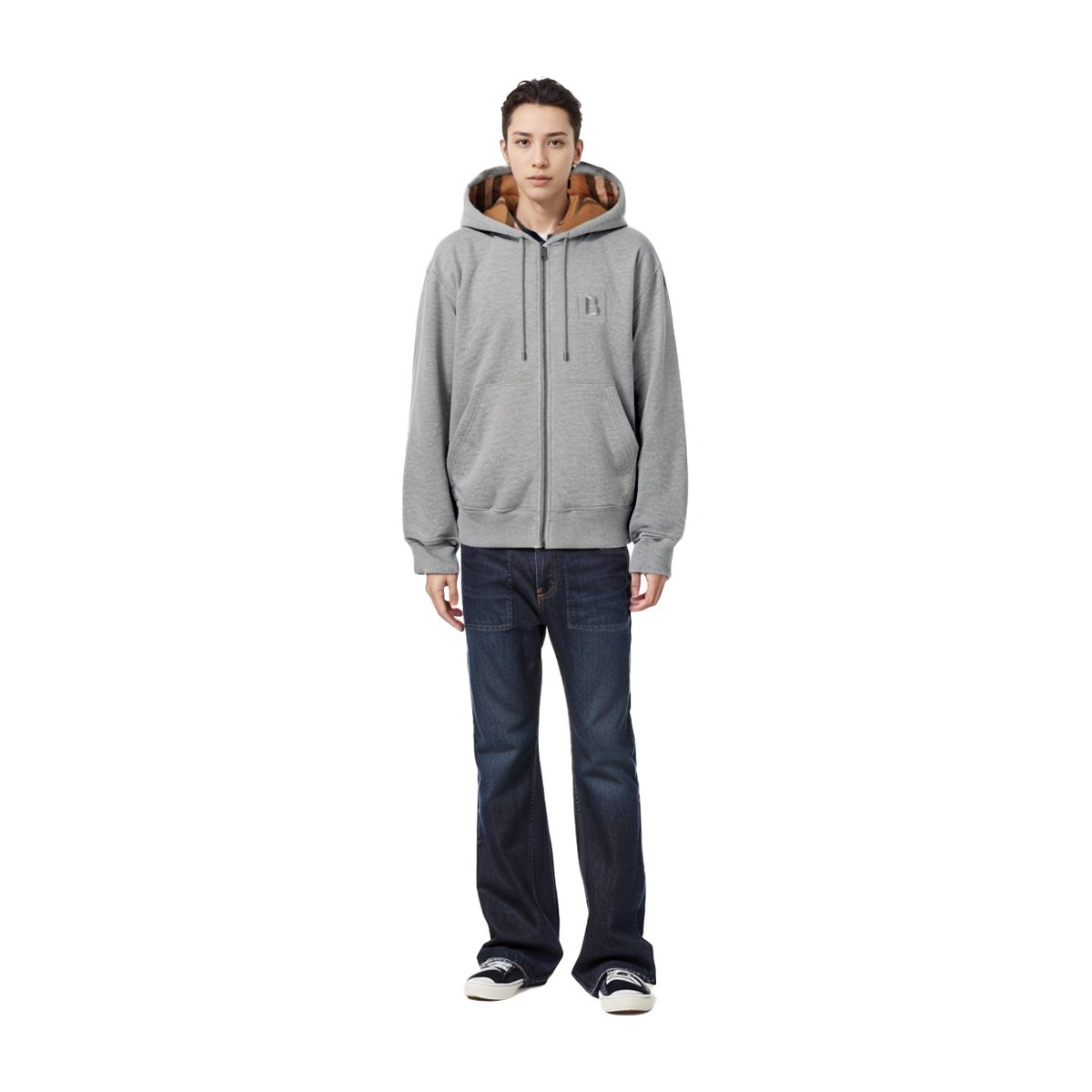 Burberry Logo Hoodie Light Grey
