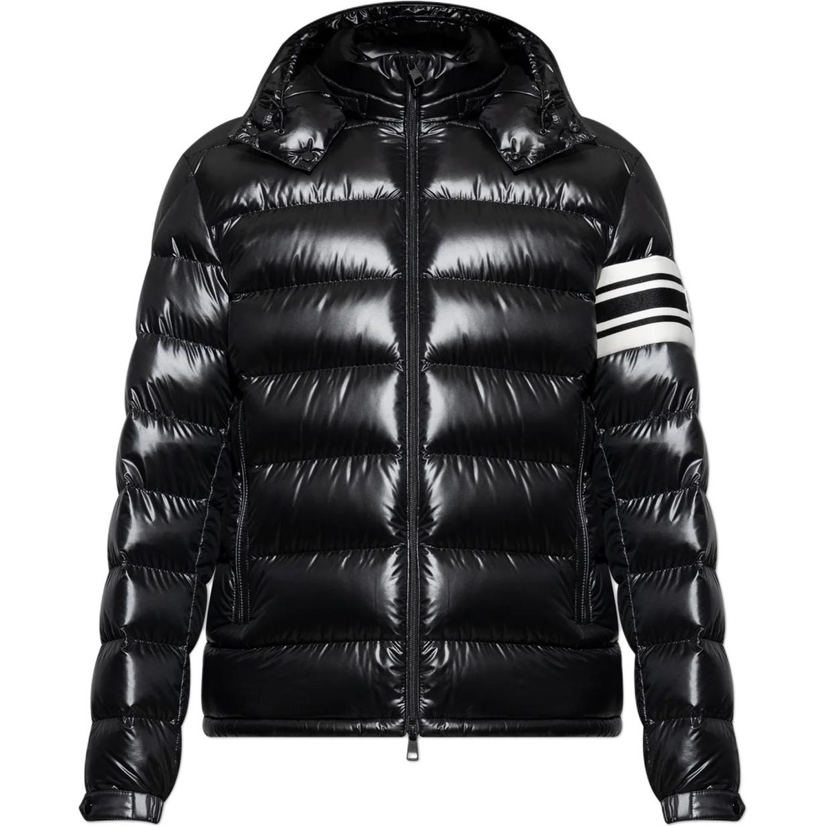 Moncler Striped Zip Hoodie Jacket Black