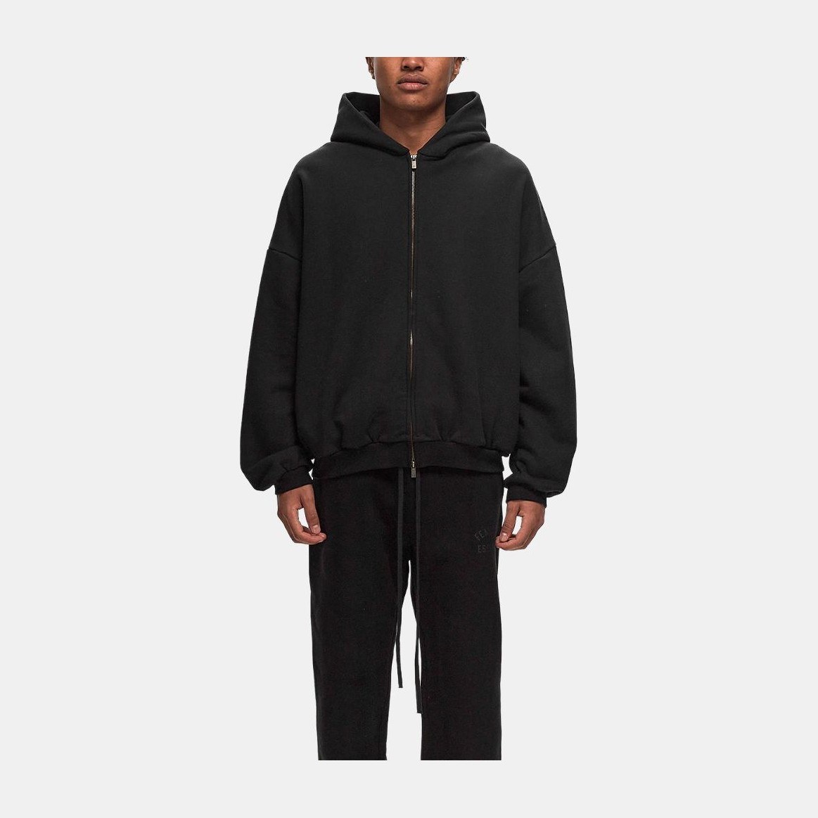 Fear of God Essentials Heavy Fleece Fullzip Hoodie Obsidian Black
