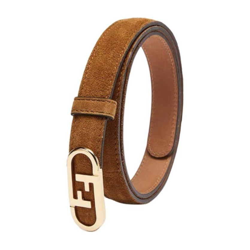 Fendi Logo Leather Belt Brown