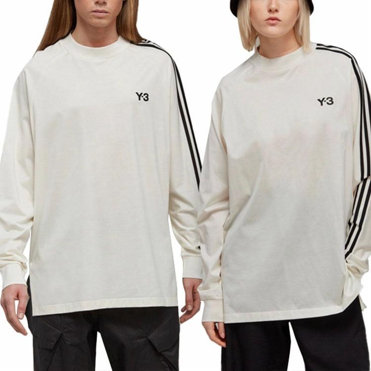 Y-3 Striped Crewneck Long Sleeve Tee White