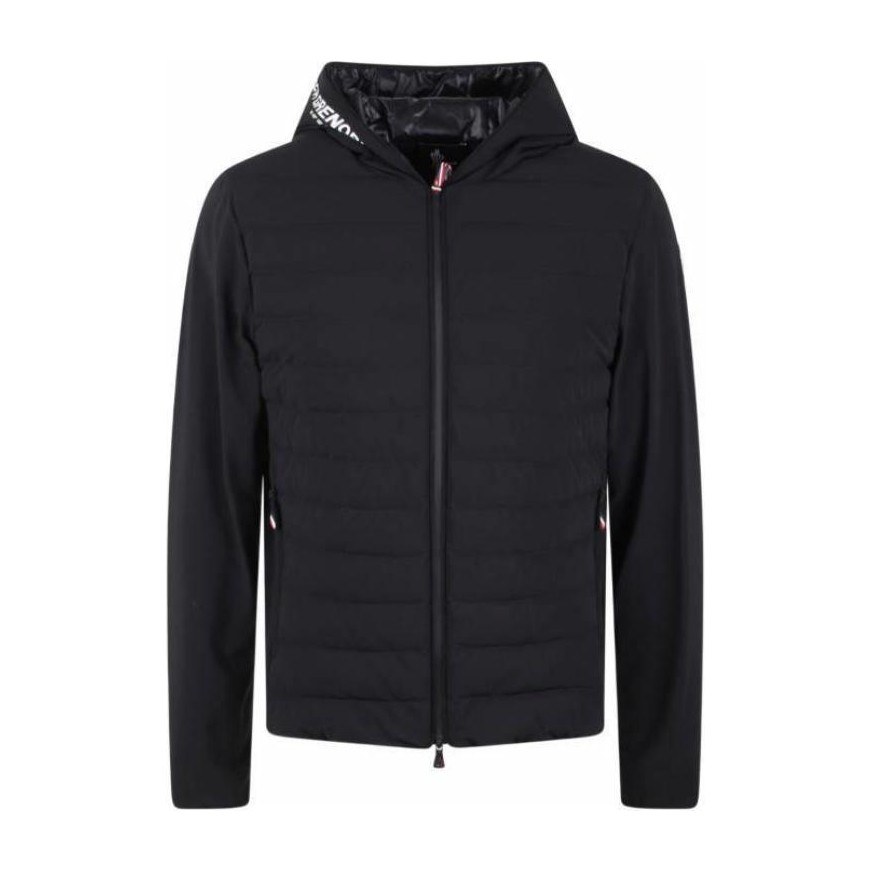 Moncler Logo Hoodie Down Jacket Black