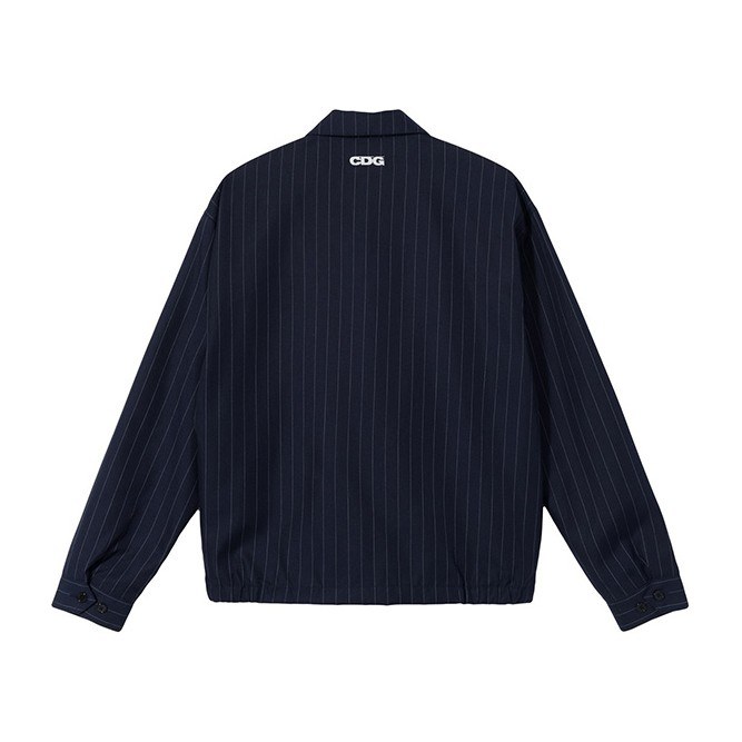 Stussy x CDG Striped Coach Jacket Blue