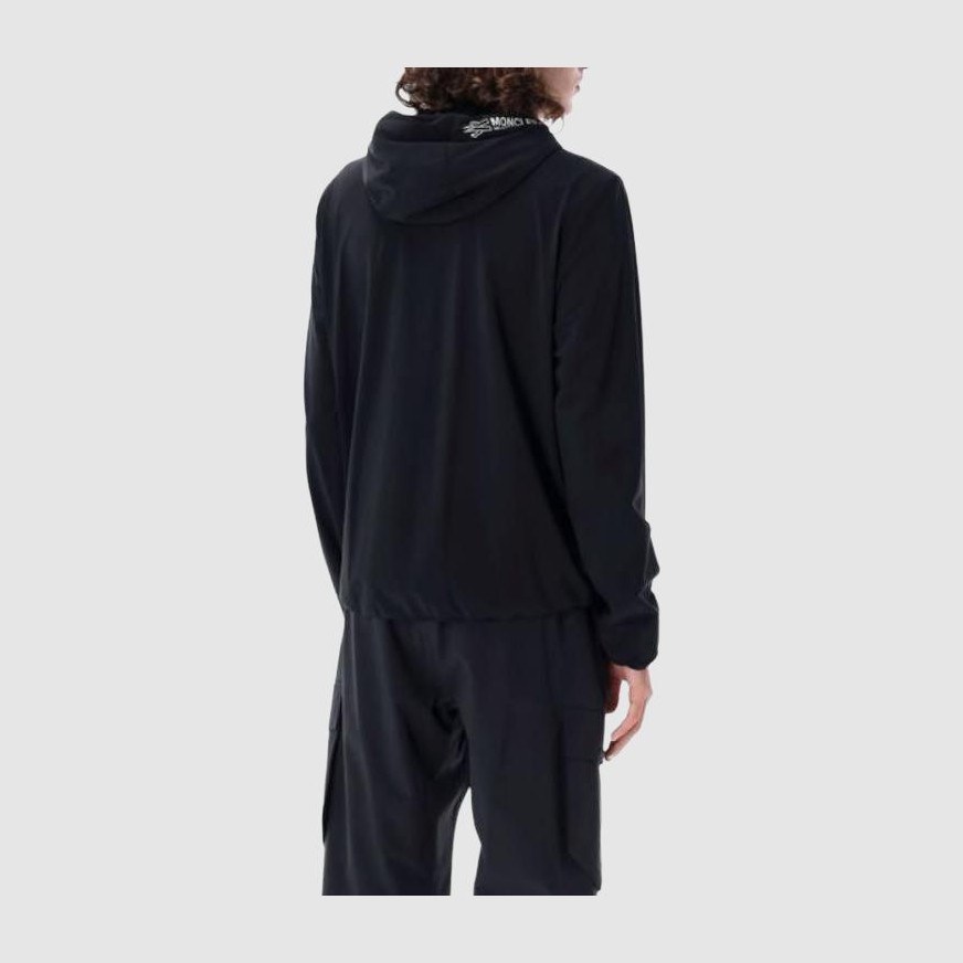 Moncler Logo Hoodie Down Jacket Black
