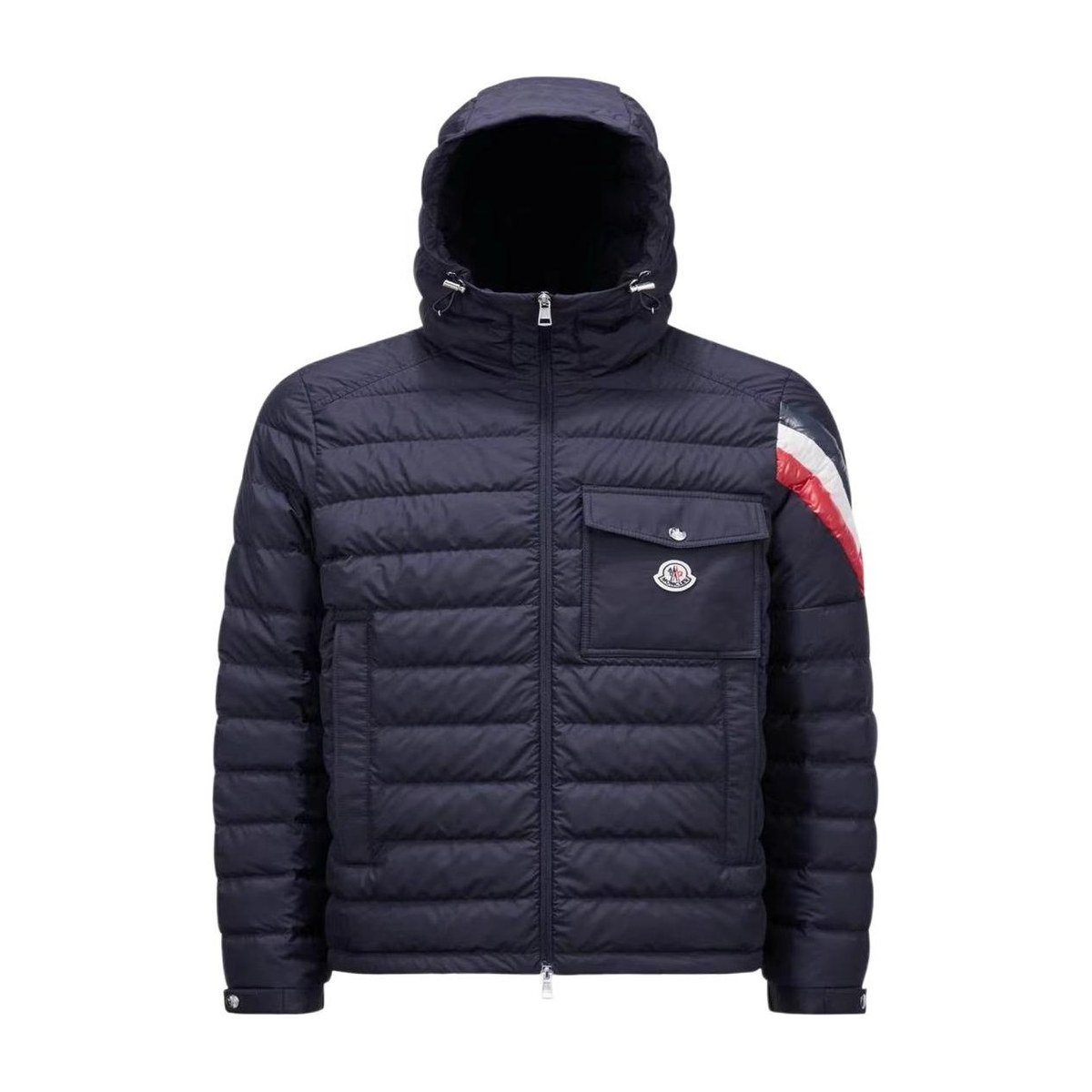 Moncler Logo Zip Hoodie Down Jacket Navy