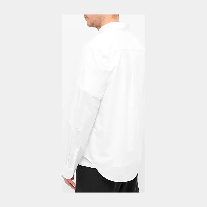 KENZO FW21 Logo Embroidered Long Sleeve Shirt White