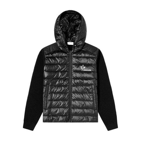 Moncler Logo Hooded Down Jacket Black