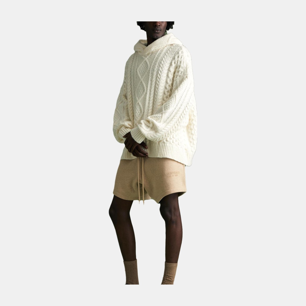 Fear of God Essentials Cable Knit Hoodie Cloud Dancer