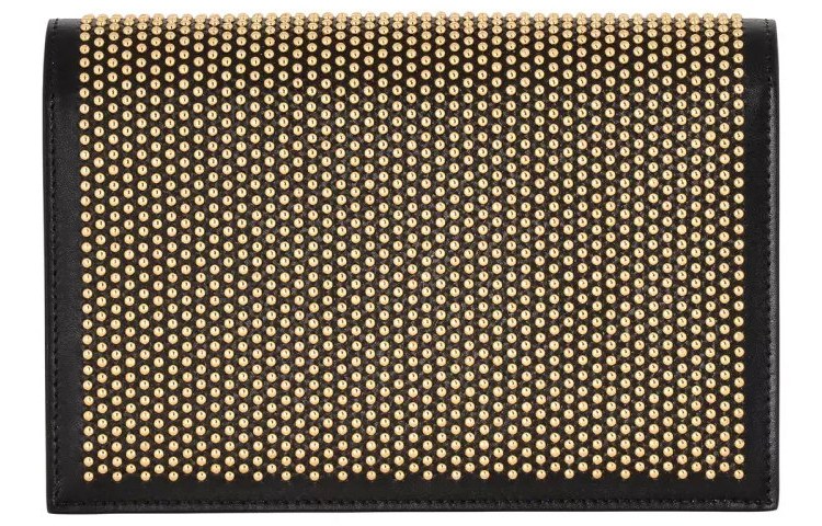 Alexander McQueen Gold Studded Skull Leather Shoulder Bag Black