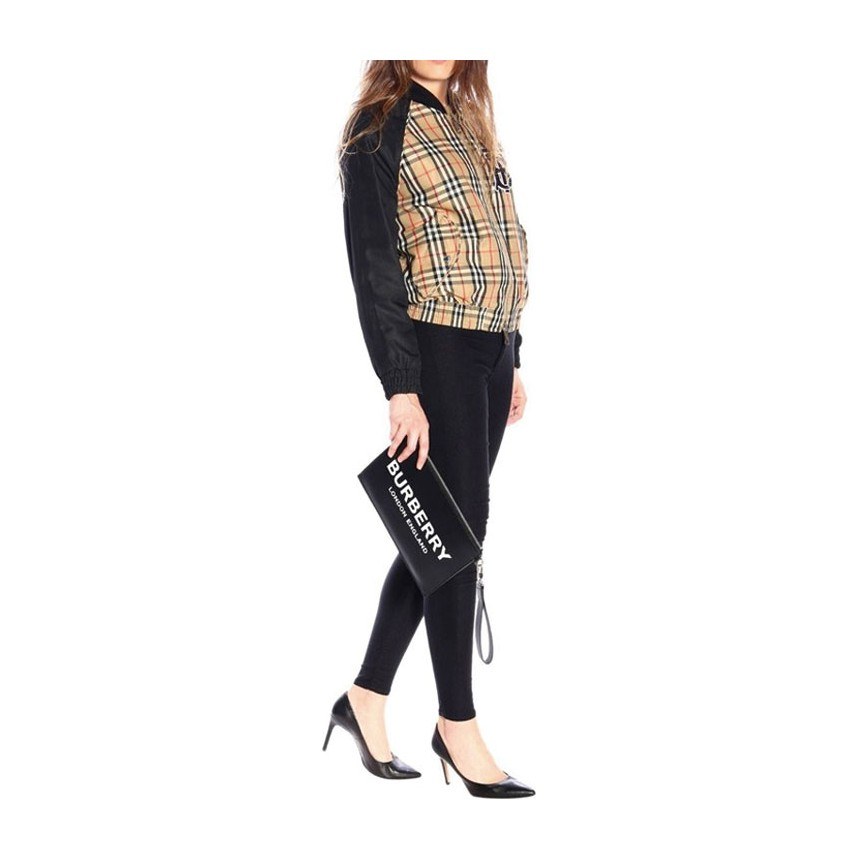 Burberry Classic Logo Check Bomber Jacket Brown