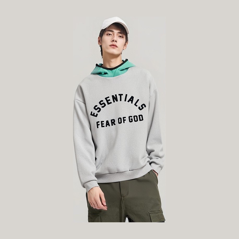 Fear of God Essentials Nylon Fleece Hoodie Light Heather Grey Mint Leaf