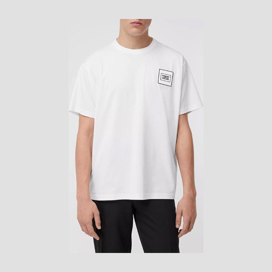 Burberry Logo Embroidered Cotton T-Shirt White