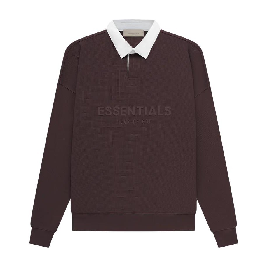Fear of God Essentials Waffle Henley Rugby Plum
