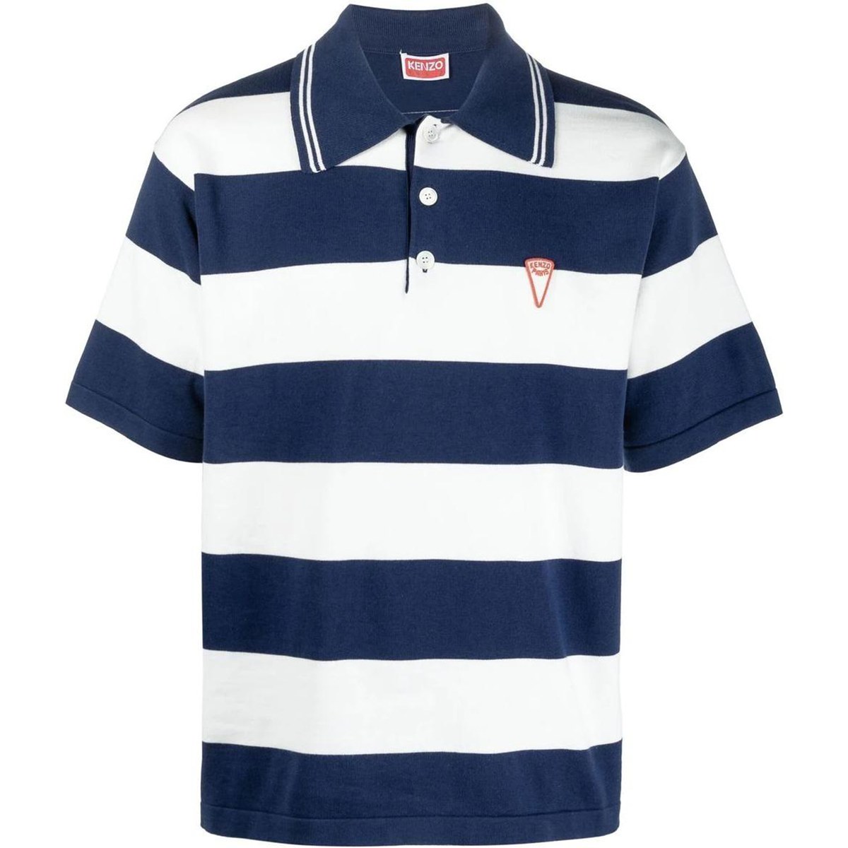 KENZO SS23 Logo Stripe Polo Blue
