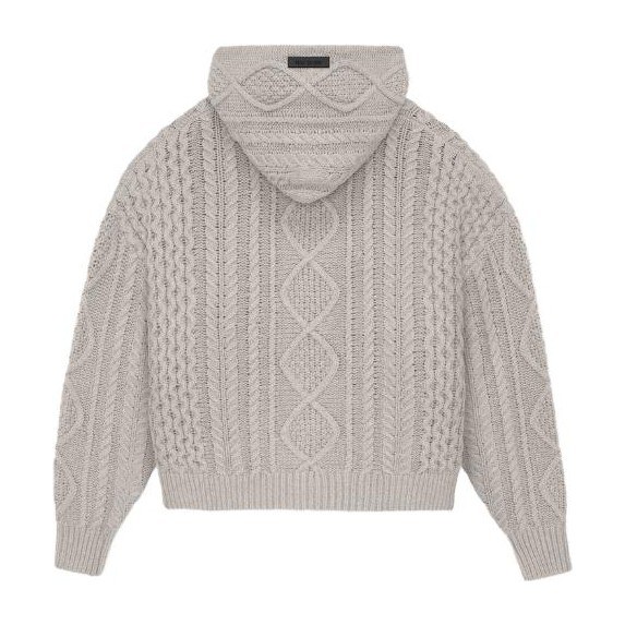 Fear of God Essentials Cable Knit Hoodie Silver Cloud