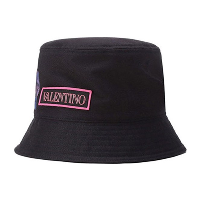 Valentino Cotton Appliqué Bucket Hat Black